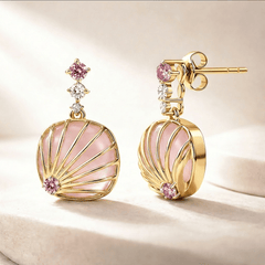 Boucles d'oreilles - Dorées Or jaune 18k, Quartz, Oxyde de zirconium - Maison Di Giorgio