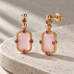 Boucles d'oreilles - Dorées Or jaune 18k, Quartz, Oxyde de zirconium - Maison Di Giorgio