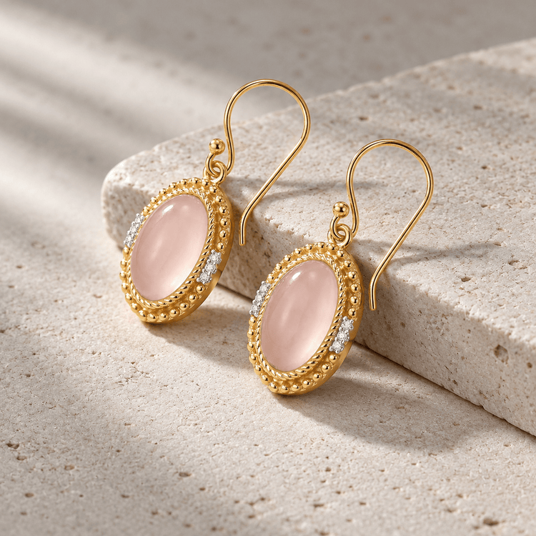 Boucles d'oreilles - Dorées Or jaune 18k et Argentées, Quartz, Oxyde de zirconium - Maison Di Giorgio