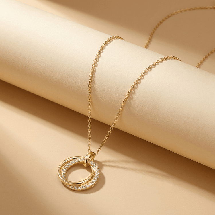 Collier - Doré à l'Or jaune fin, Oxyde de zirconium - Maison Di Giorgio