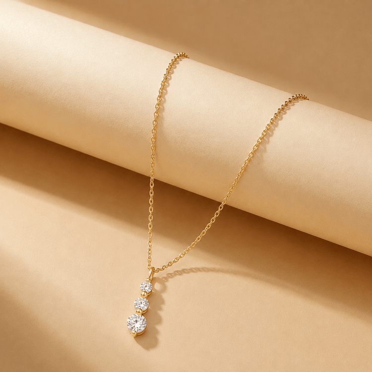 Collier - Doré à l'Or jaune fin, Oxyde de zirconium - Maison Di Giorgio