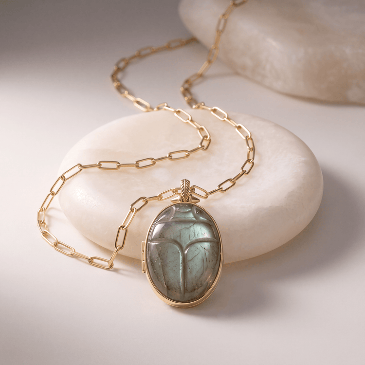 Médaillon - Doré Or jaune fin, Labradorite - Maison Di Giorgio