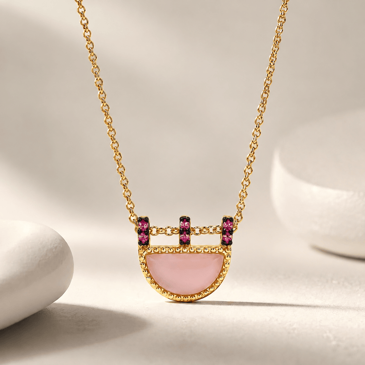 Collier - Doré Or jaune 18k et Argenté, Quartz, Oxyde de zirconium - Maison Di Giorgio