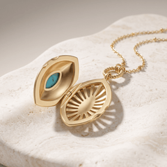 Médaillon doré Or jaune fin, Turquoise - Maison Di Giorgio