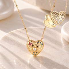 Collier - Doré Or jaune 18k, Pierre de lune, Oxyde de zirconium - Maison Di Giorgio