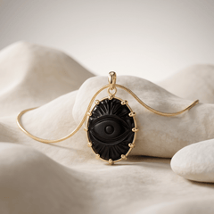 Médaillon doré à l'Or jaune fin, Onyx noir - Maison Di Giorgio