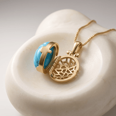 Médaillon doré Or jaune fin, Turquoise - Maison Di Giorgio