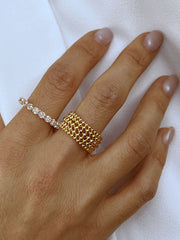 Bague dorée Or jaune 18k assemblée de Oxyde de zirconium - Maison Di Giorgio