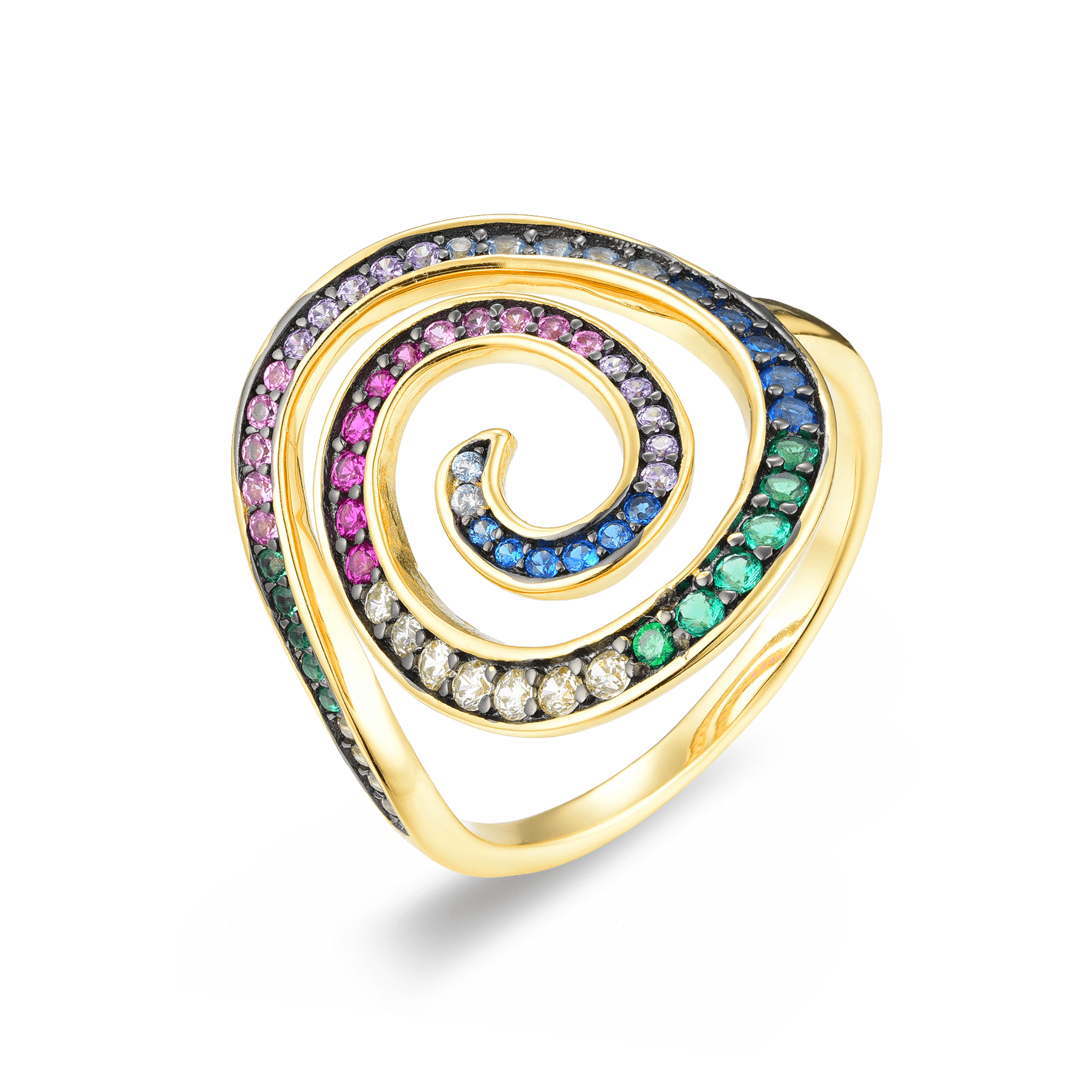 Bague plaquée Rhodium et Or jaune 18k assemblée d'oxyde de zirconium - Maison Di Giorgio