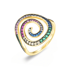 Bague plaquée Rhodium et Or jaune 18k assemblée d'oxyde de zirconium - Maison Di Giorgio