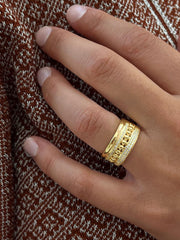 Bague dorée Or jaune 18k assemblée d'Oxyde de zirconium - Maison Di Giorgio