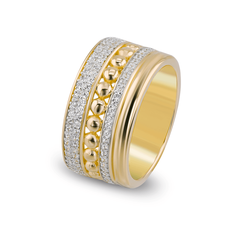 Bague dorée Or jaune 18k assemblée d'Oxyde de zirconium - Maison Di Giorgio