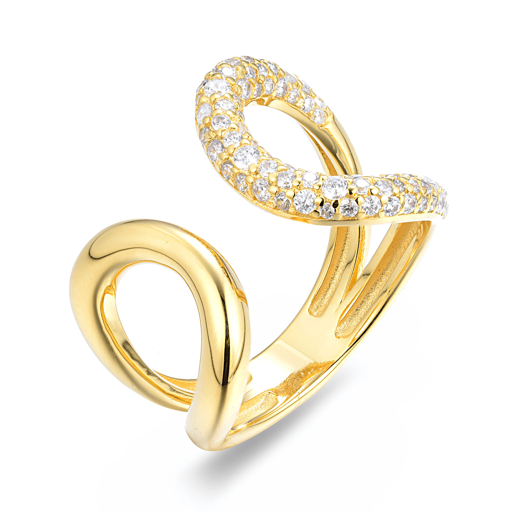 Bague dorée Or jaune 18k assemblée d'Oxyde de zirconium - Maison Di Giorgio