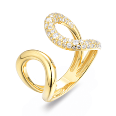 Bague dorée Or jaune 18k assemblée d'Oxyde de zirconium - Maison Di Giorgio