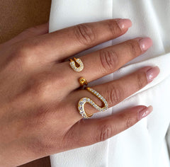 Bague dorée Or jaune 18k assemblée d'oxyde de zirconium - Maison Di Giorgio