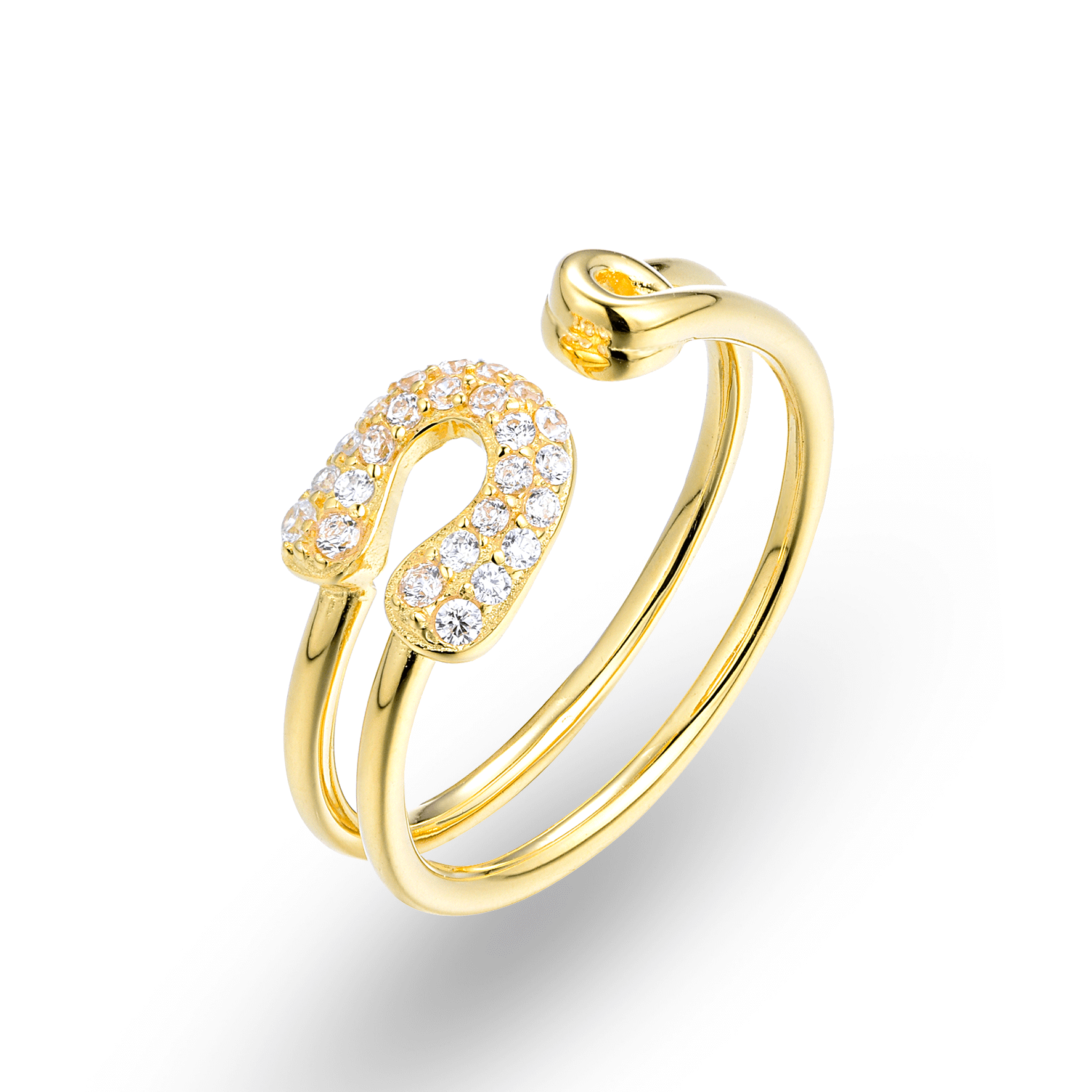 Bague dorée Or jaune 18k assemblée d'oxyde de zirconium - Maison Di Giorgio