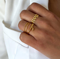 Bague dorée Or jaune 18k assemblée d'oxyde de zirconium - Maison Di Giorgio