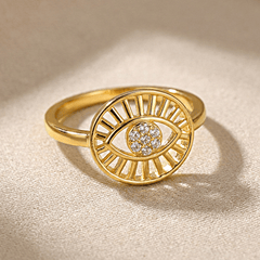 Bague - Dorée à l'Or jaune fin, Oxyde de zirconium - Maison Di Giorgio
