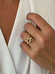 Bague dorée Or jaune 18k assemblée d'Oxyde de zirconium - Maison Di Giorgio
