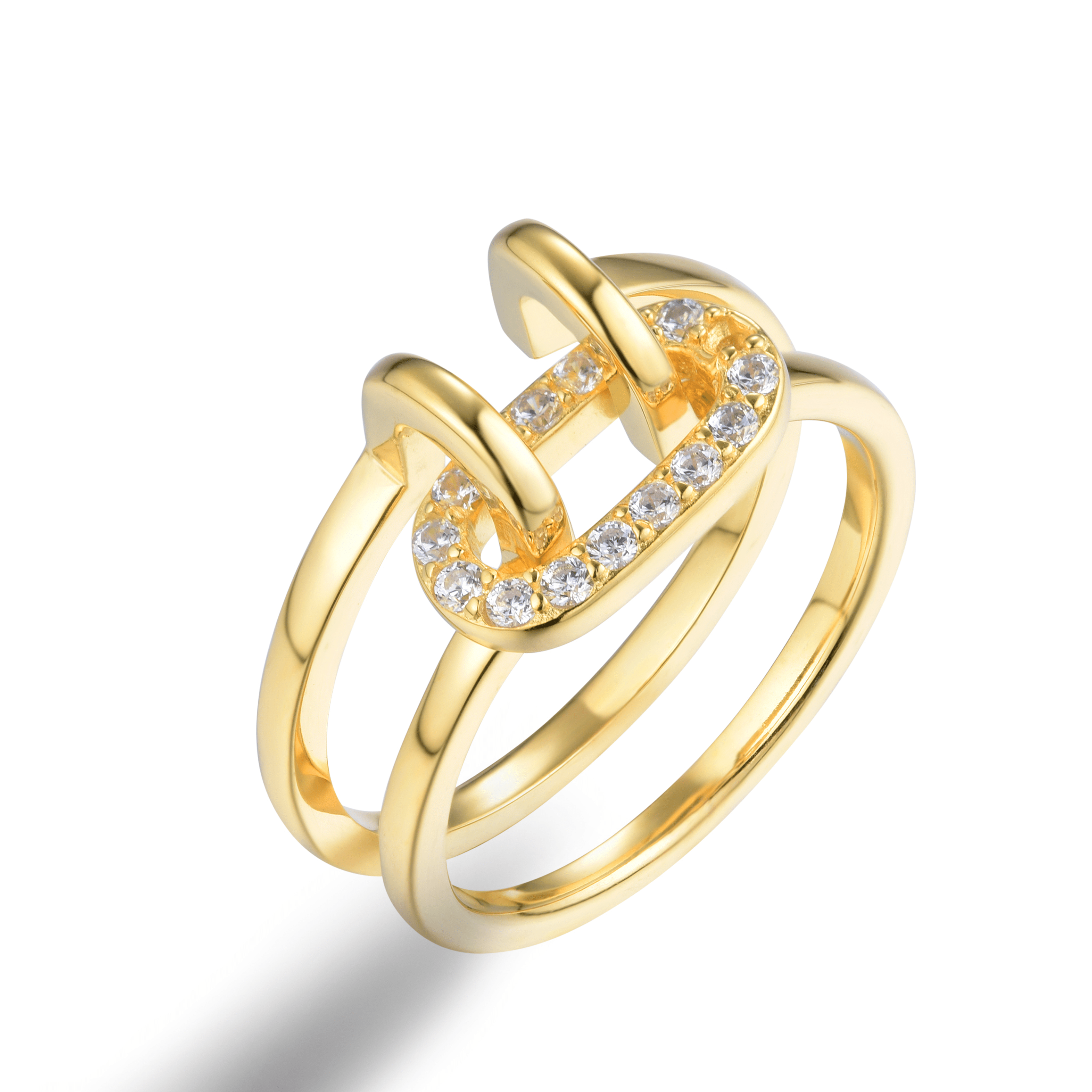 Bague dorée Or jaune 18k assemblée d'Oxyde de zirconium - Maison Di Giorgio