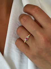 Bague dorée Or jaune 18k assemblée d'Oxyde de zirconium coloré - Maison Di Giorgio