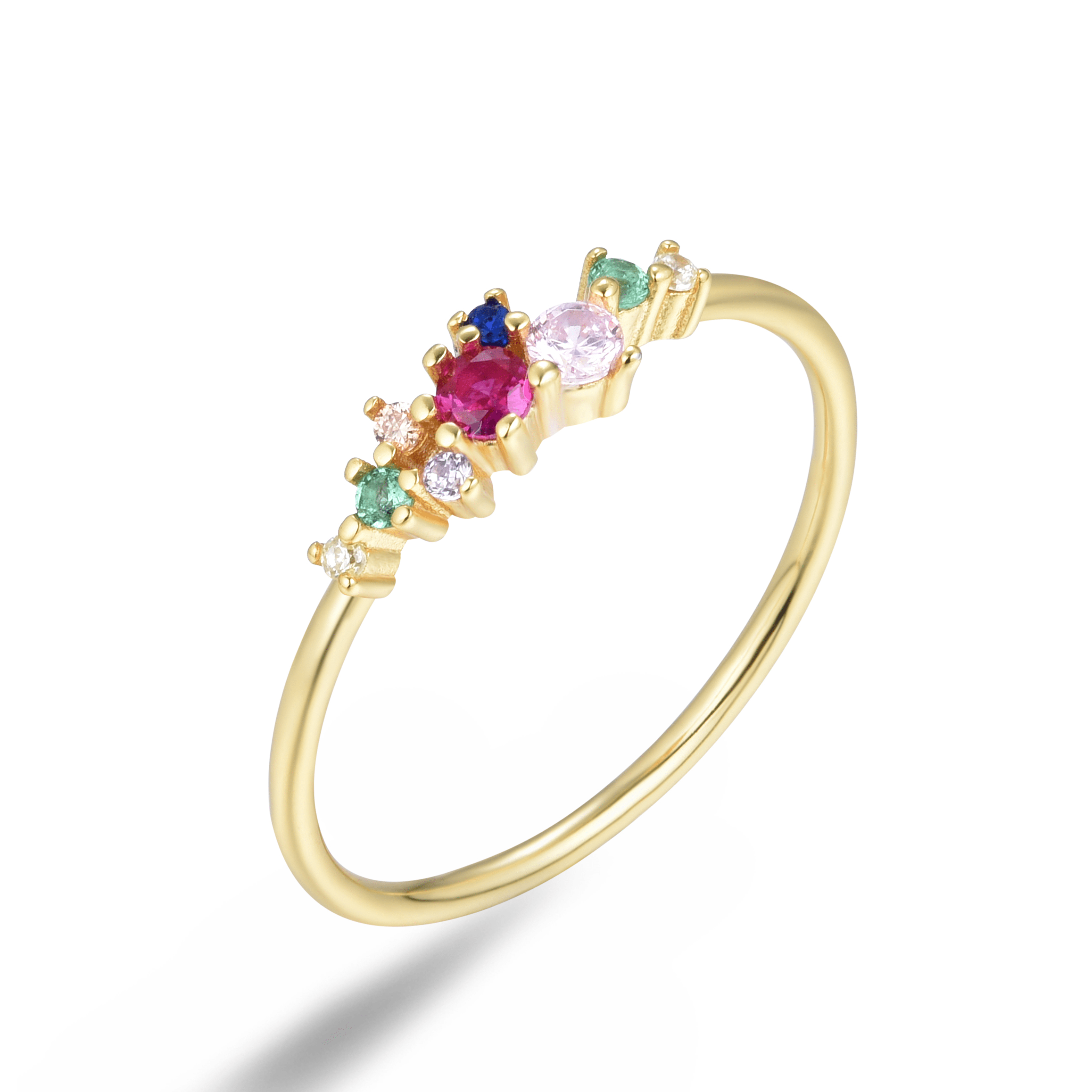 Bague dorée Or jaune 18k assemblée d'Oxyde de zirconium coloré - Maison Di Giorgio