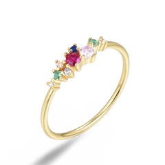 Bague dorée Or jaune 18k assemblée d'Oxyde de zirconium coloré - Maison Di Giorgio