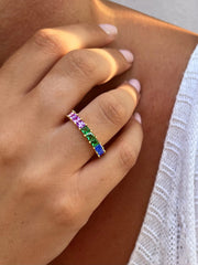 Bague dorée Or jaune 18k assemblée d'Oxyde de zirconium coloré - Maison Di Giorgio