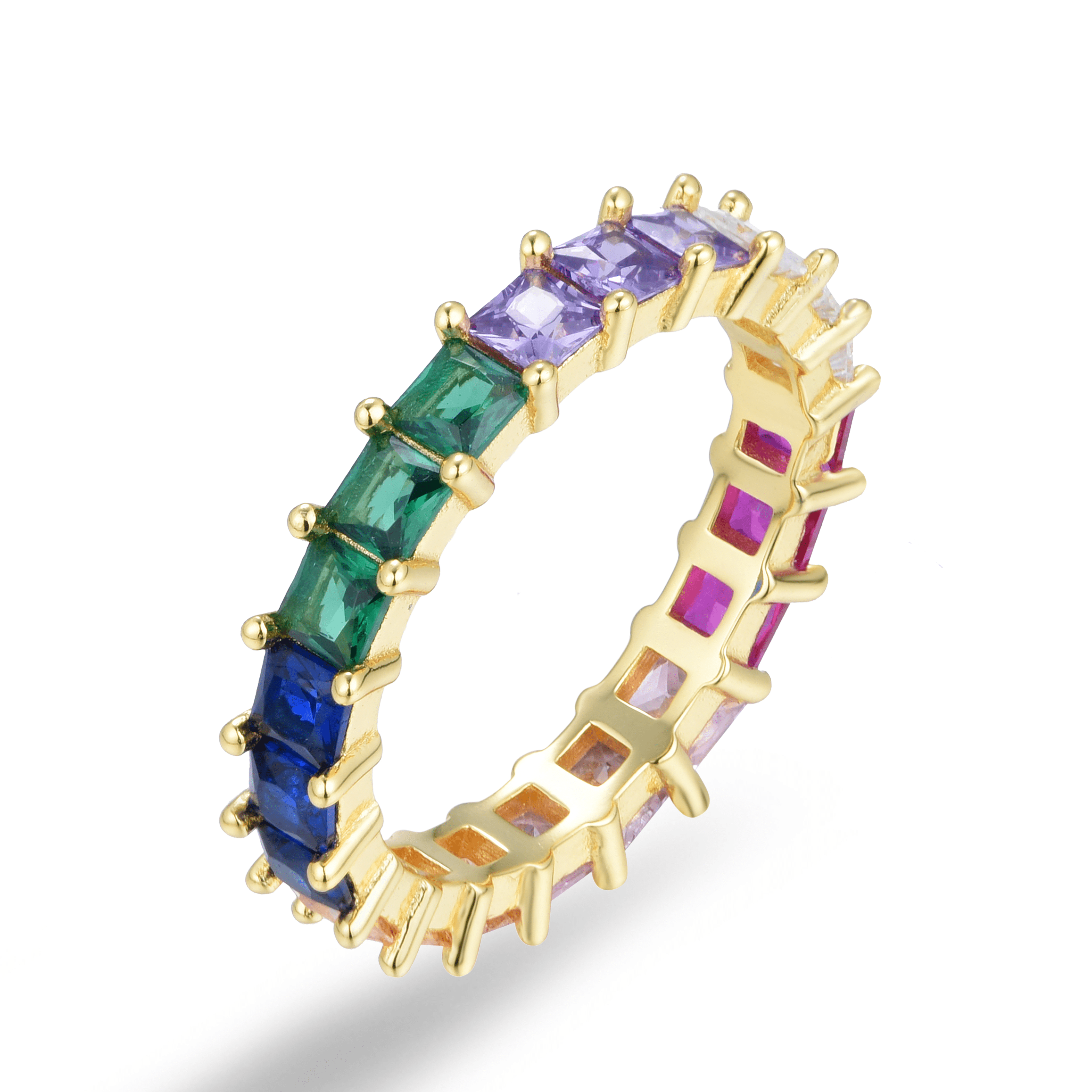 Bague dorée Or jaune 18k assemblée d'Oxyde de zirconium coloré - Maison Di Giorgio