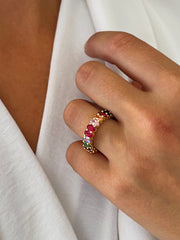 Bague dorée Or jaune 18k assemblée d'Oxyde de zirconium coloré - Maison Di Giorgio