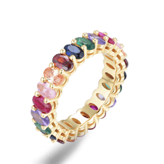 Bague dorée Or jaune 18k assemblée d'Oxyde de zirconium coloré - Maison Di Giorgio