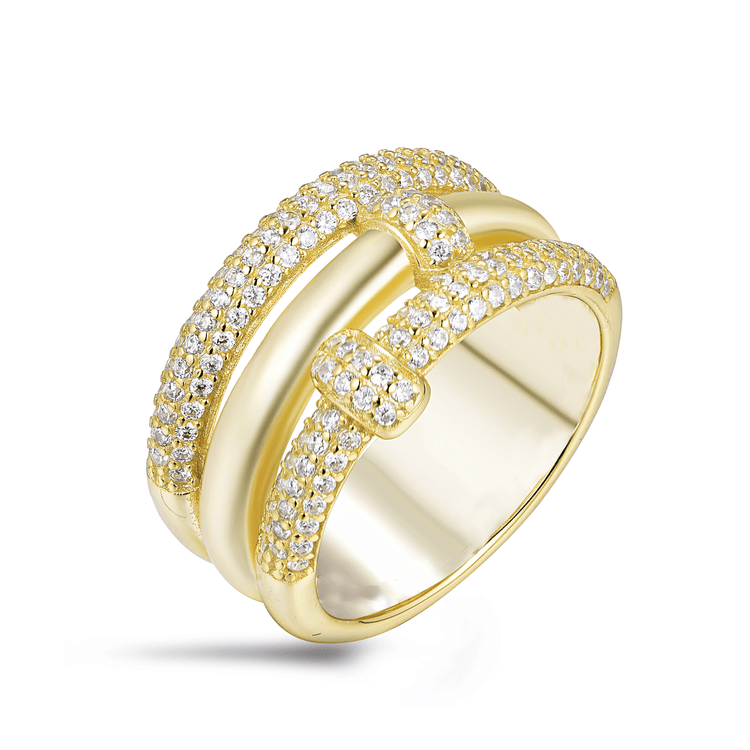 Bague dorée Or jaune 18k assemblée d'oxyde de zirconium - Maison Di Giorgio
