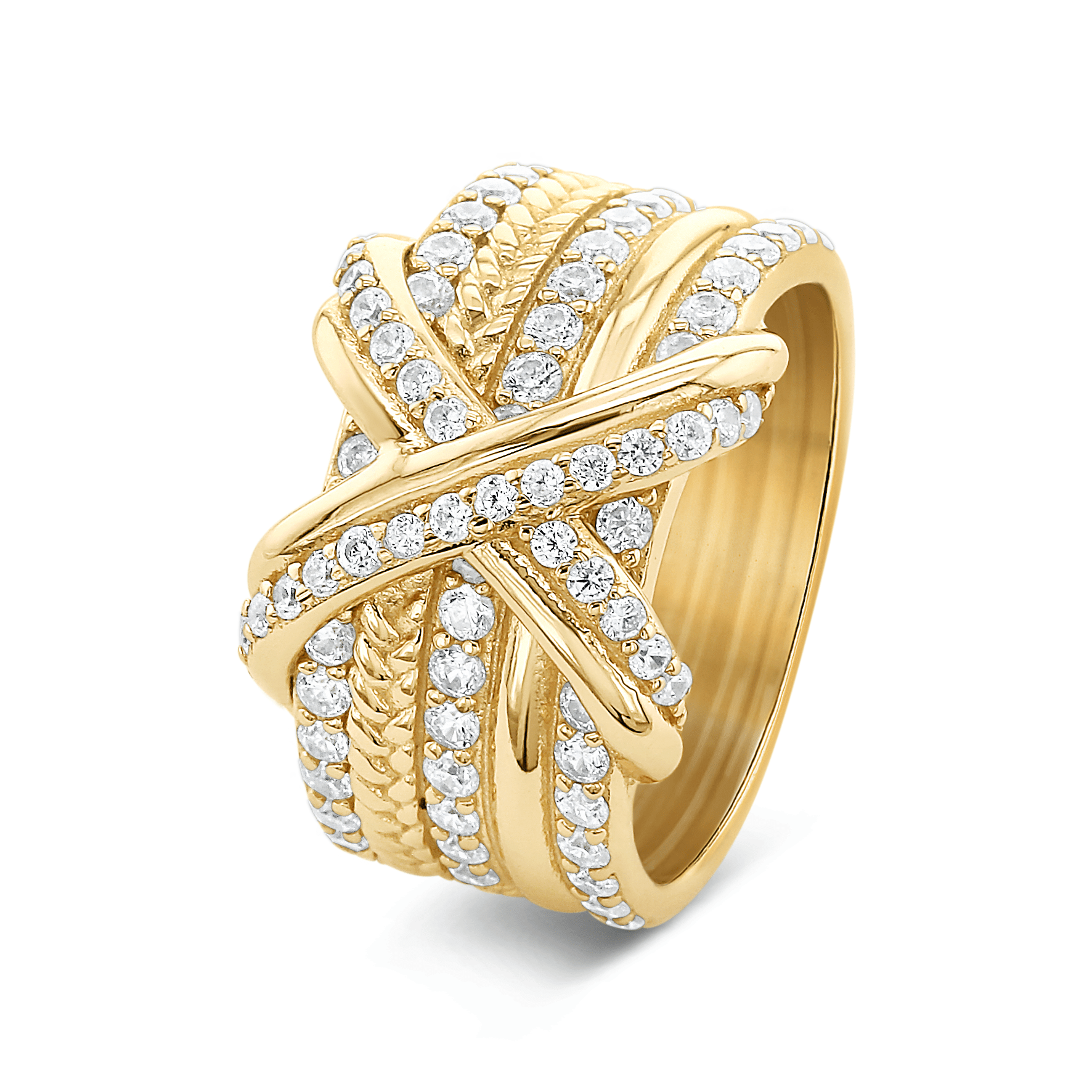 Bague dorée Or jaune 18k assemblée d'Oxyde de zirconium - Maison Di Giorgio