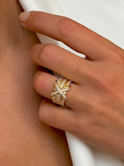 Bague dorée Or jaune 18k assemblée d'Oxyde de zirconium - Maison Di Giorgio