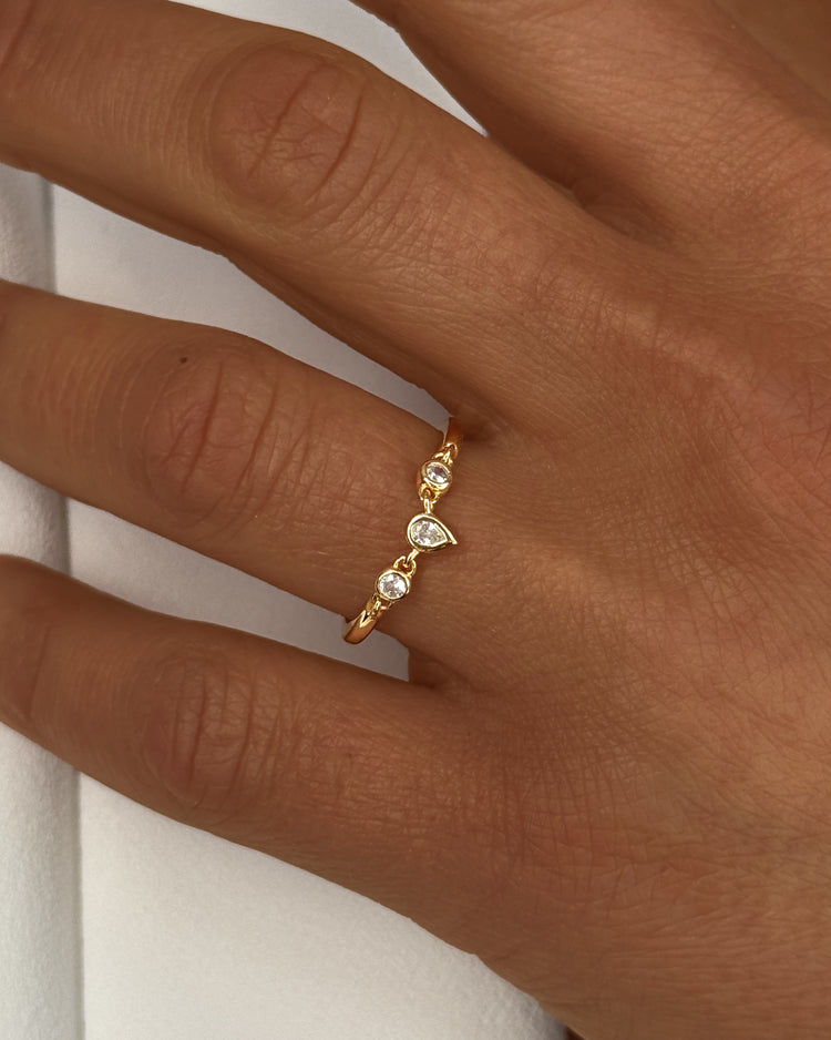 Bague dorée Or jaune 18k assemblée d'Oxyde de zirconium - Maison Di Giorgio