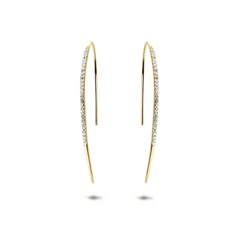 Boucles d'oreilles dorées Or jaune 18k assemblées d'oxyde de zirconium - Maison Di Giorgio