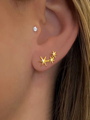Boucles d'oreilles dorées Or jaune 18k assemblées d'oxyde de zirconium - Maison Di Giorgio