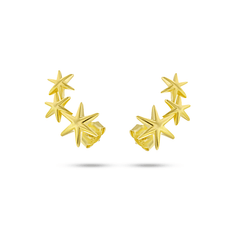 Boucles d'oreilles dorées Or jaune 18k assemblées d'oxyde de zirconium - Maison Di Giorgio