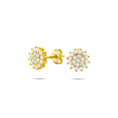 Boucles d'oreilles dorées Or jaune 18k assemblées d'Oxyde de zirconium - Maison Di Giorgio