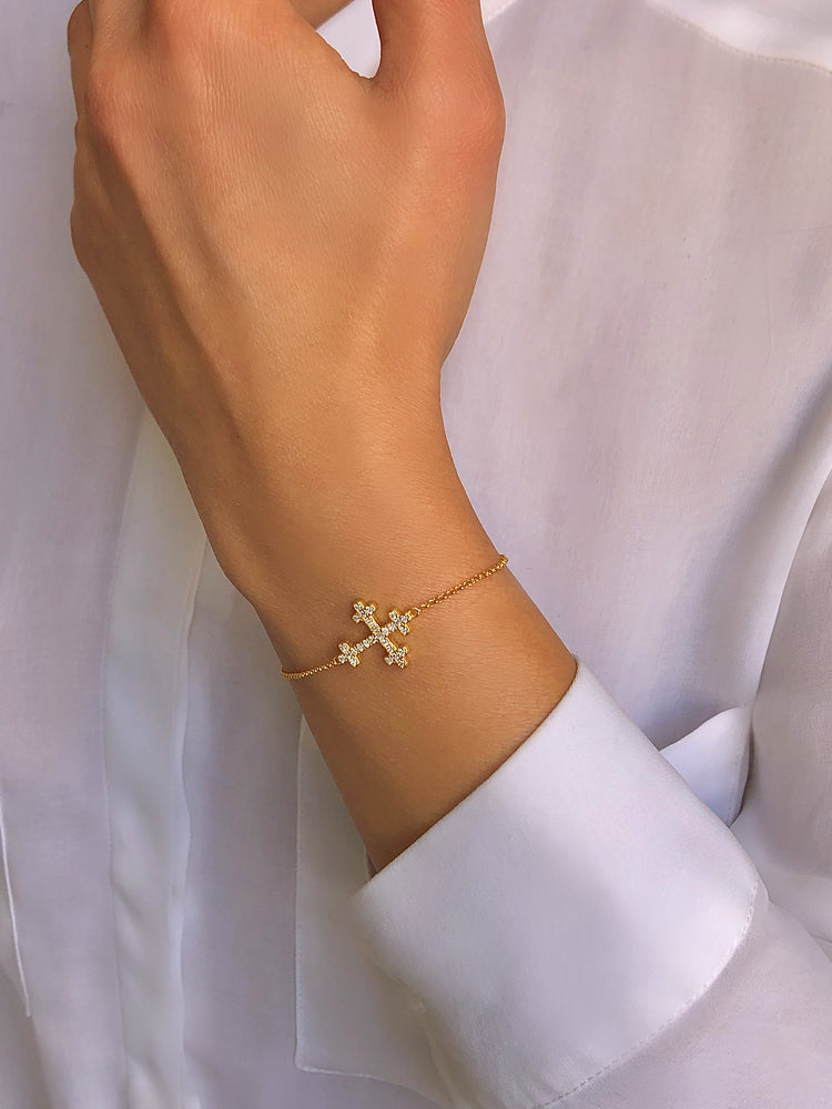 Bracelet doré Or jaune 18k, Oxyde de zirconium - Maison Di Giorgio
