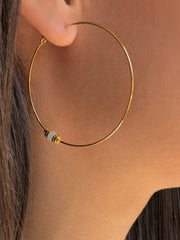 Boucles d'oreilles dorées Or jaune 18k assemblées d'amazonite - Maison Di Giorgio