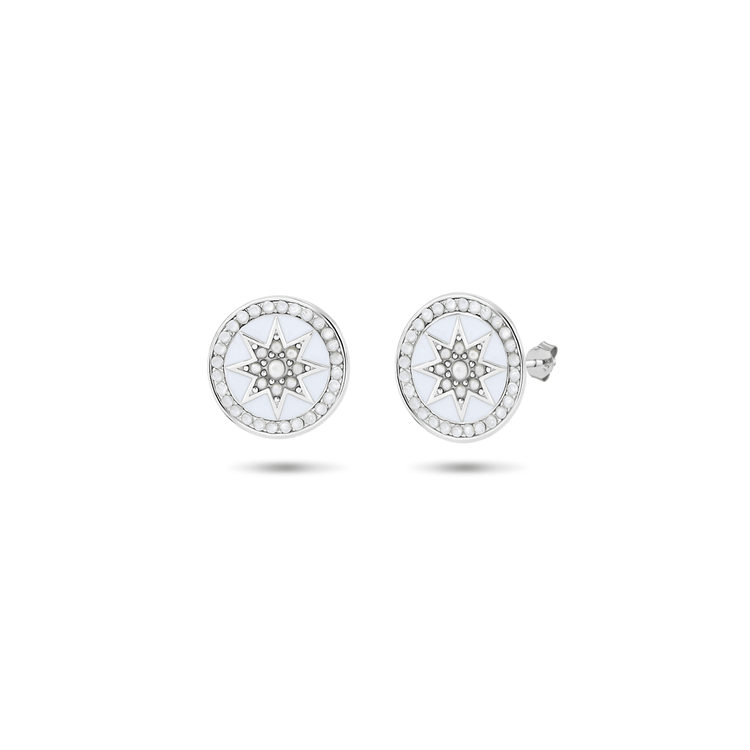 Boucles d'oreilles Argentées, Émail, Perle - Maison Di Giorgio
