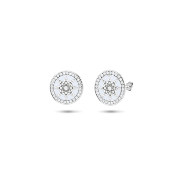 Boucles d'oreilles Argentées, Émail, Perle - Maison Di Giorgio