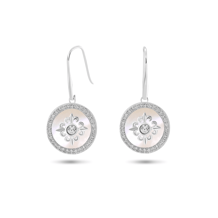 Boucles d'oreilles Argentées, Nacre, Oxyde de zirconium - Maison Di Giorgio