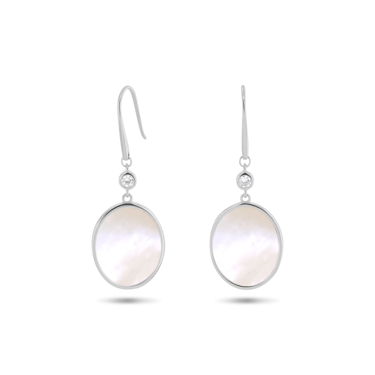Boucles d'oreilles Argentées, Nacre, Oxyde de zirconium - Maison Di Giorgio