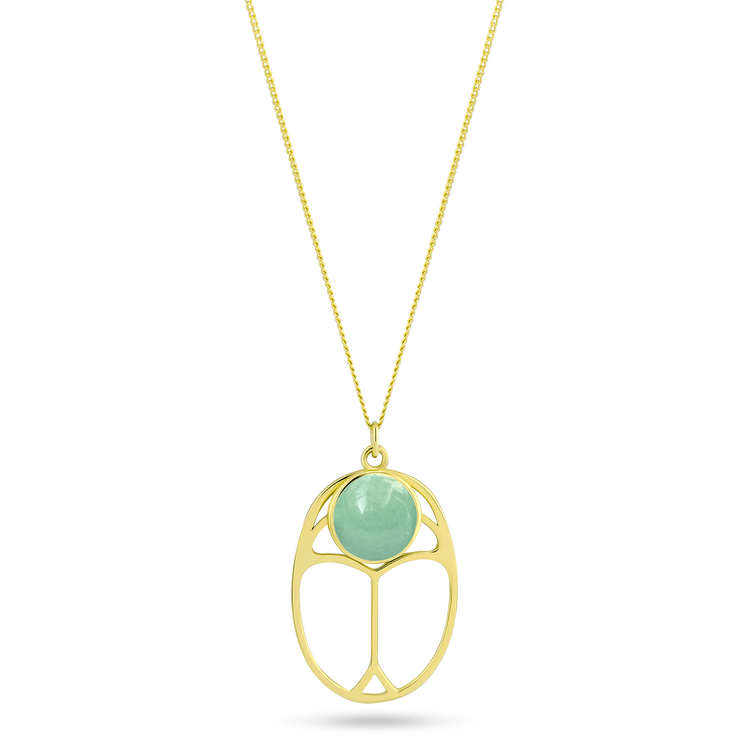 Collier doré Or jaune 18k, Amazonite - Maison Di Giorgio