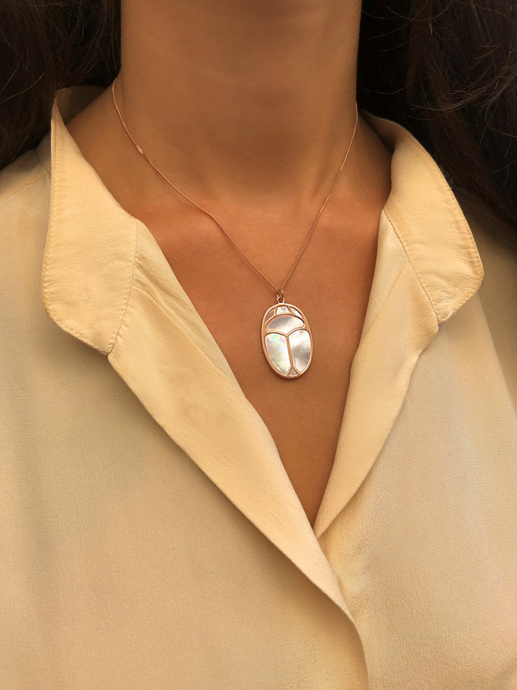 Collier doré Or rose 18k, Nacre - Maison Di Giorgio