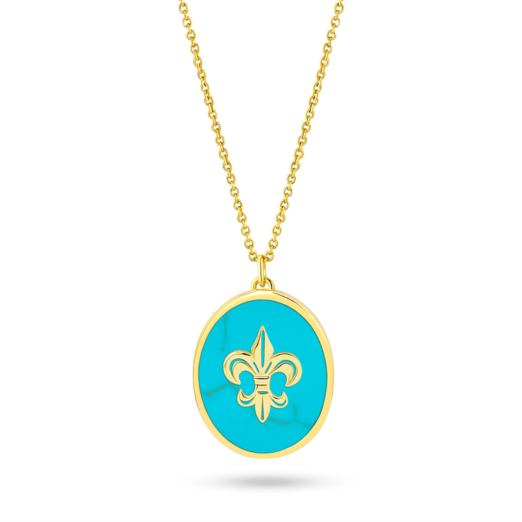 Collier doré Or jaune 18k assemblé de Turquoise - Maison Di Giorgio