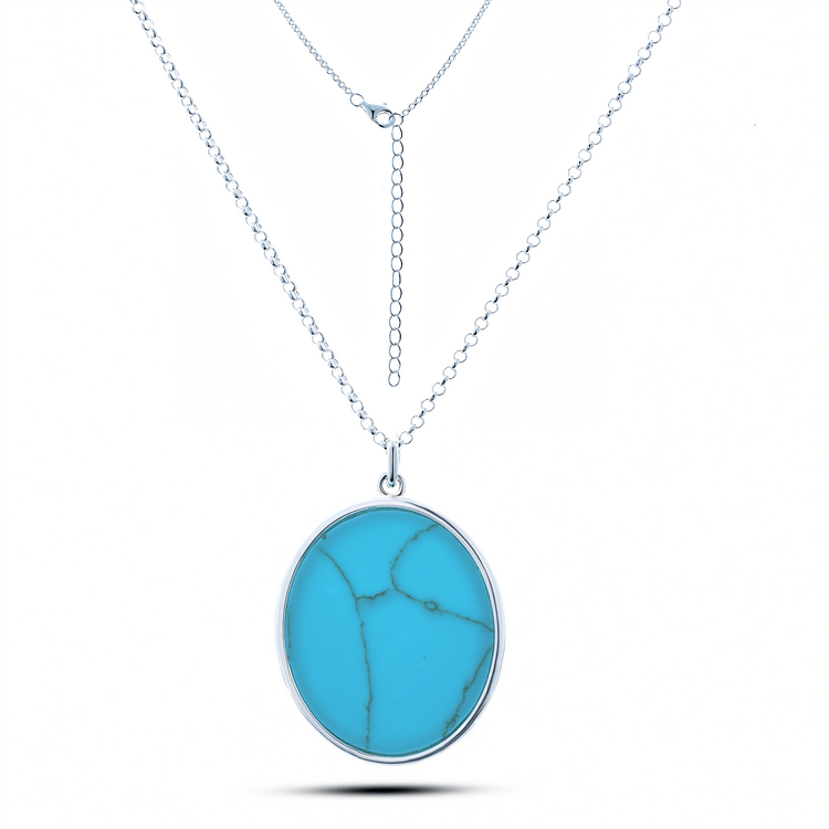 Collier Argenté assemblé de Turquoise - Maison Di Giorgio