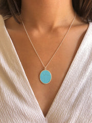 Collier Argenté assemblé de Turquoise - Maison Di Giorgio